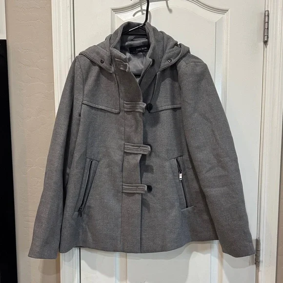 Zara Charcoal Hooded Pea Coat - Picture 1 of 5